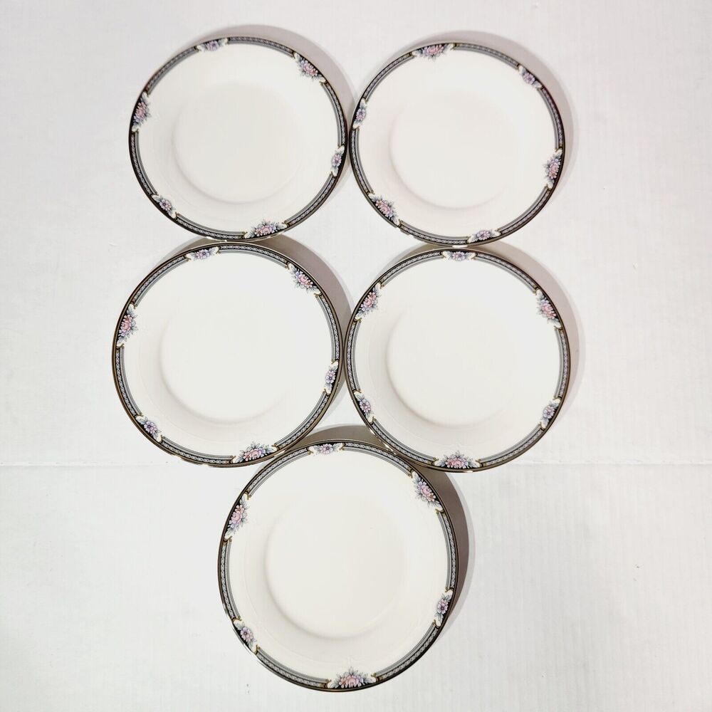 Noritake Dessert Plates 6 1/2in Halifax Fine China Floral Lot of 6 Vtg 7729 Rose